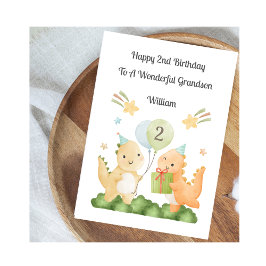 Cartão Boy 2nd Birthday Balloon Dinosaurs Card