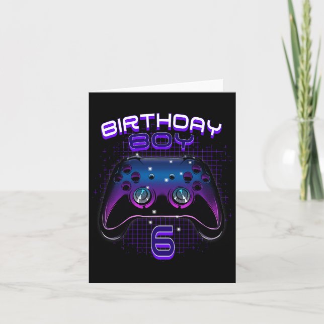 Cartão Boy 6 Video Game Controller Gamer 6 Birthday Gif (Frente)
