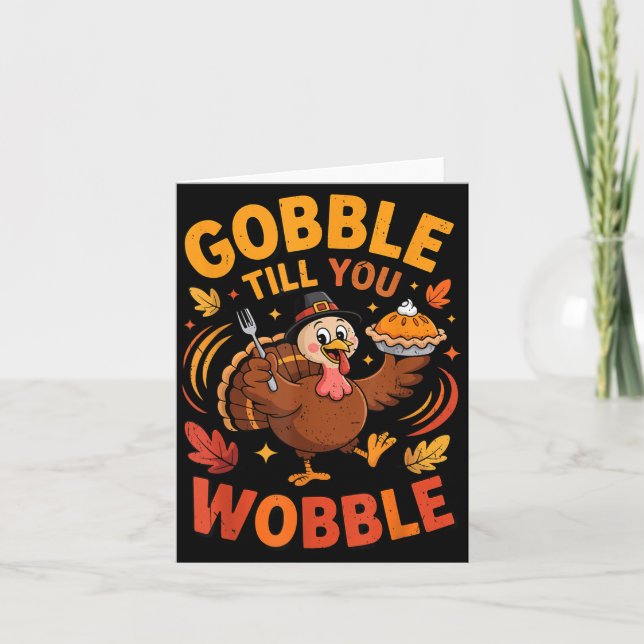Cartão Boy Toddler Gobble Till You Wobble Turkey Funny Th (Frente)
