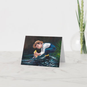 Cartão Boy with Duckling Art Note Card