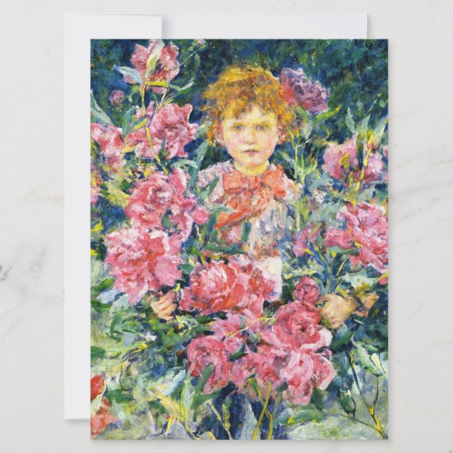 Cartão Boy With Red Peony Flowers (por Robert Reid) (Frente)