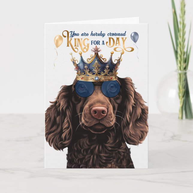 Cartão Boykin Spaniel Dog King para o dia feliz aniversár (Frente)