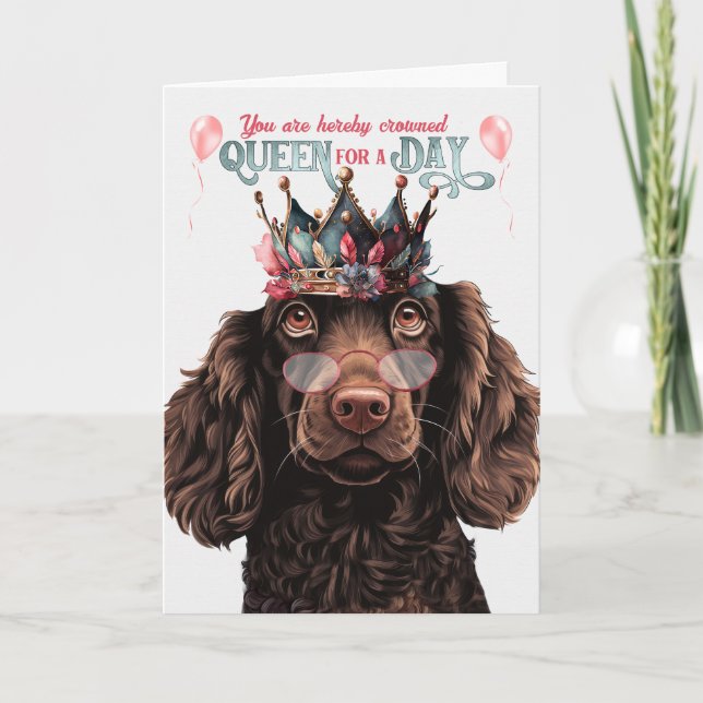 Cartão Boykin Spaniel Dog Queen para o Dia de Aniversário (Frente)
