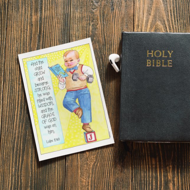 Cartão Boy's Baptism Christening Dedication Card (Criador carregado)