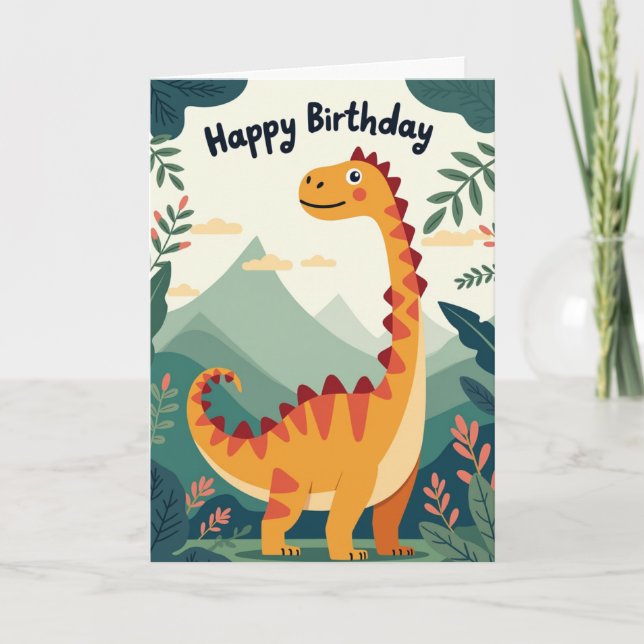 Cartão Boys Dino Birthday Card (Frente)
