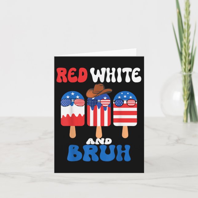 Cartão Boys Red White E Bruh Popsicle Men 4 de julho de A (Frente)
