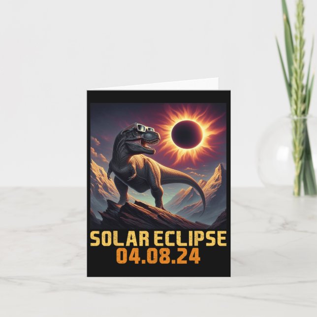 Cartão Boys T Rex Dinossauro Astronauta Total Eclipse Sol (Frente)
