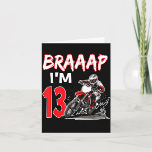 Cartão Braaap 13 anos de idade piloto de motocross 13º