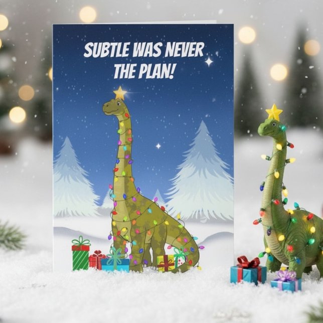 Cartão Brachiosaurus engraçado da árvore de Natal Dinossa (Criador carregado)