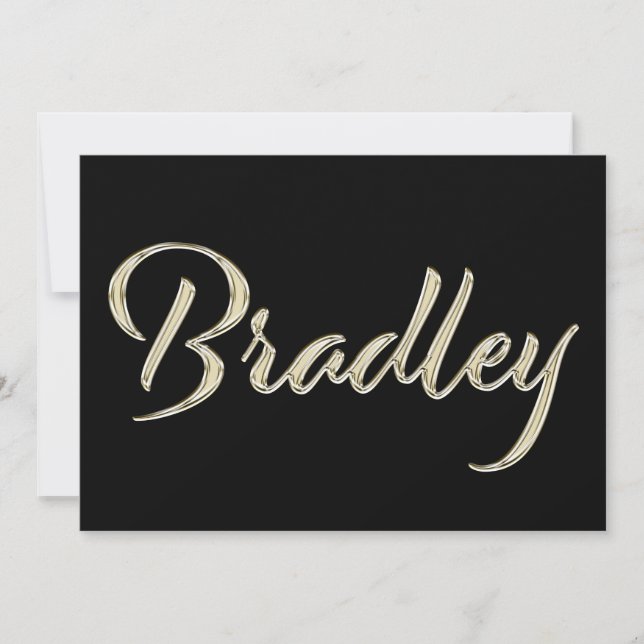 Cartão Bradley Name white gold Handwriting Karte (Frente)