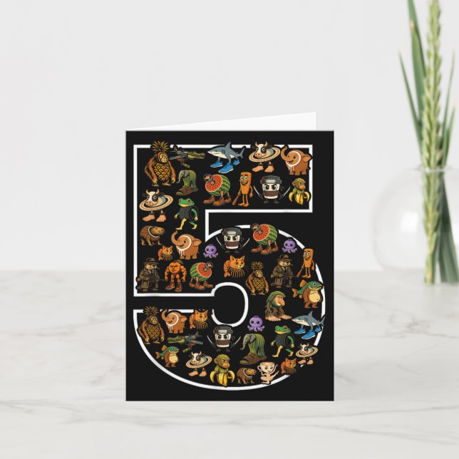 Cartão Brainrot Italiano Aniversário De 5 Anos Meninos 5 (Frente)