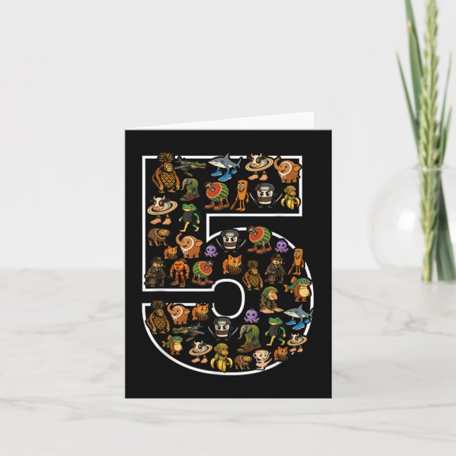 Cartão Brainrot Italiano Aniversário De 5 Anos Meninos 5 (Frente)