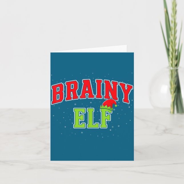 Cartão Brainy Elf Christmas Family Matching Group Xmas  (Frente)