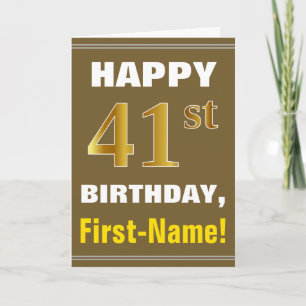 Cartão Branca, Castanho, Faux Dourado 41rua Aniversário 