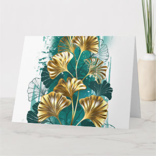 Cartão Branch with Golden Leaves Ginko Biloba