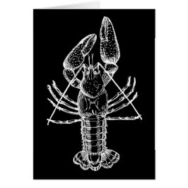 Cartão Branco da ilustração dos lagostins no preto