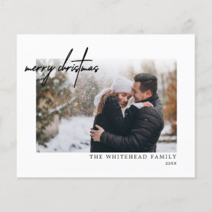 Cartão branco de Natal de Merry Preto Simples