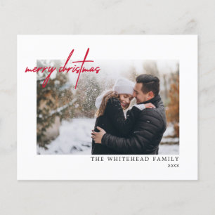 Cartão Branco de Natal Merry Vermelho Simples