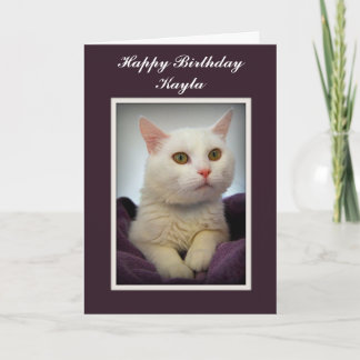 Cartão branco do gato do feliz aniversario de