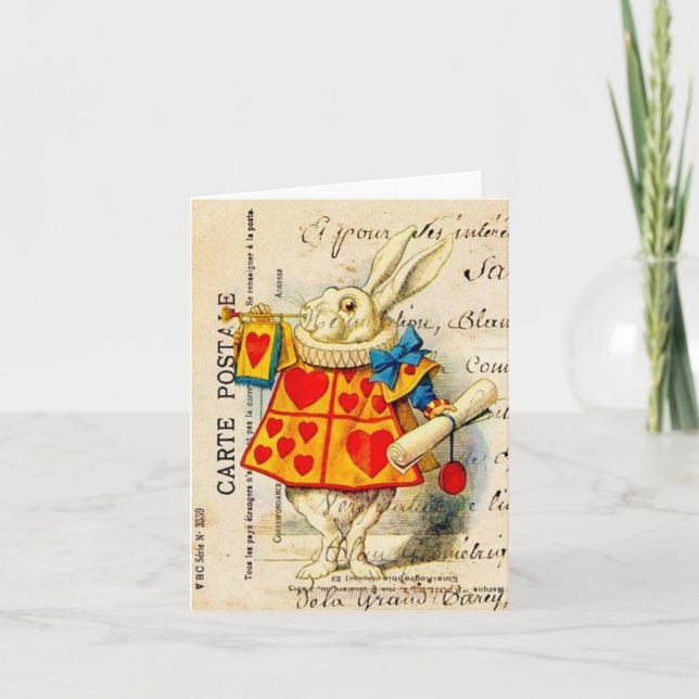 Cartão branco do país das maravilhas do coelho (Frente)