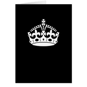 Cartão Branco Mantenha a Coroa Calma em Preto