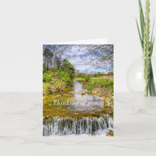 Cartão Branson Fall Creek Stream Pensando Em Você (Frente)