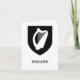 Cartão Brasão de Armas Irlandês Arte Minimalista Preto e