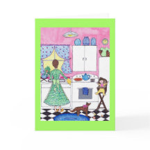 Breakfast, Mother, Baby, Dog Greeting Card