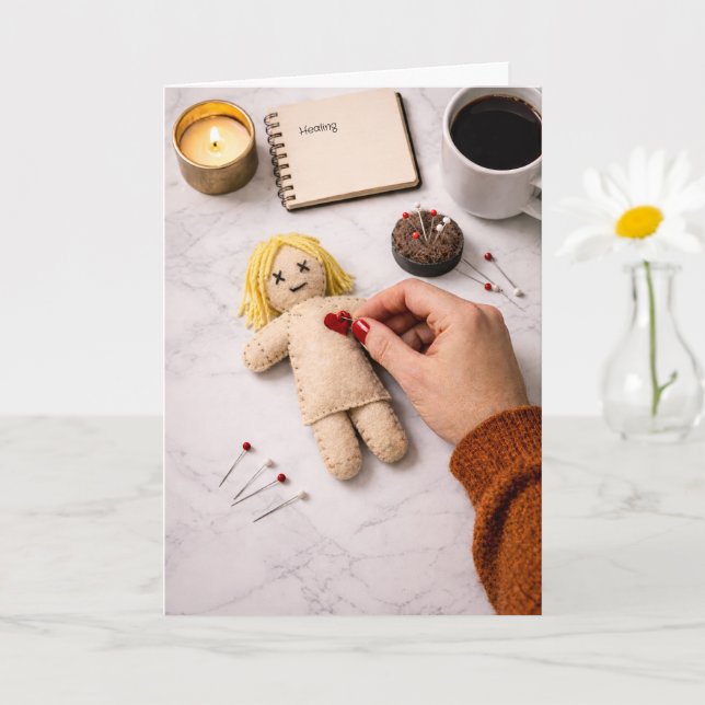 Cartão Breaking Up Is Hard To Do Closure Voodoo Doll (Planta pequena)