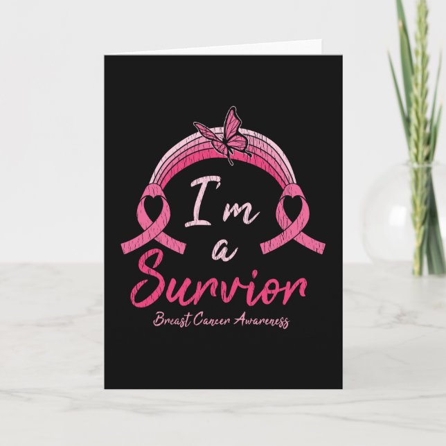 Cartão Breast Cancer Awareness I'm A Survivor Women Gift (Frente)