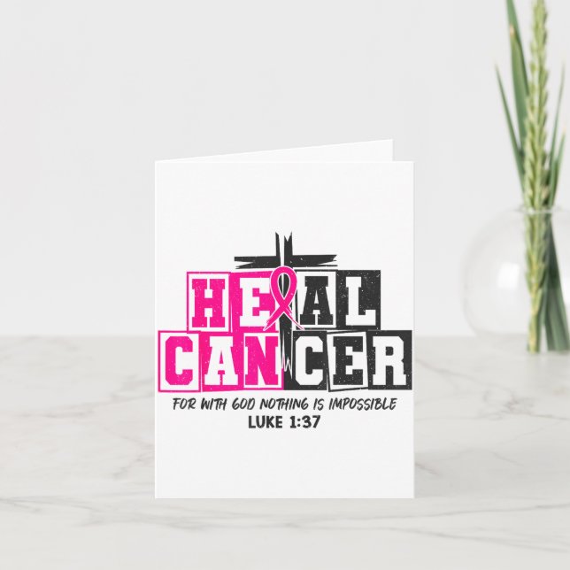 Cartão Breast Cancer Awareness Nk Ribbon Heal Cancer Chri (Frente)