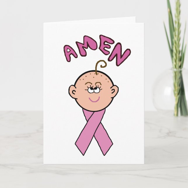 Cartão Breast Cancer Chemo Lady  "Amen" Greeting Card (Frente)