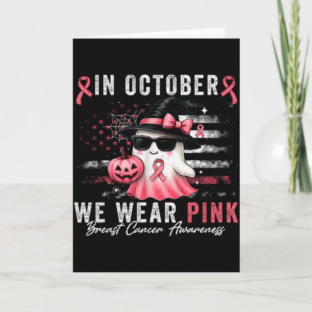 Cartão Breast Cancer Halloween In October We Wear Nk Us F (Frente)