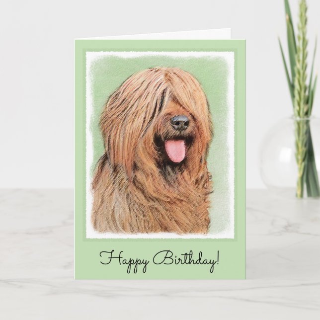 Cartão Briard Painting - Cute Original Dog Art (Frente)