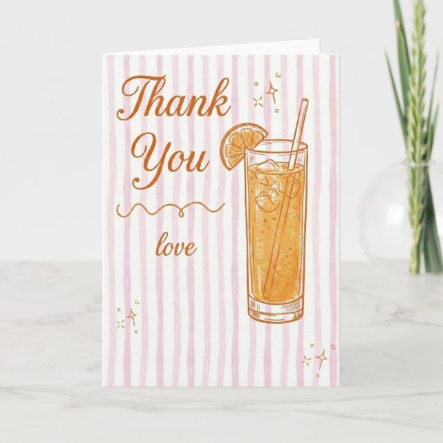 Cartão Bridal Shower Party Thank You Love Cocktail Chic (Frente)
