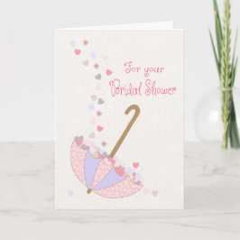 Cartão Bridal Shower Umbrella with Hearts and Flowers