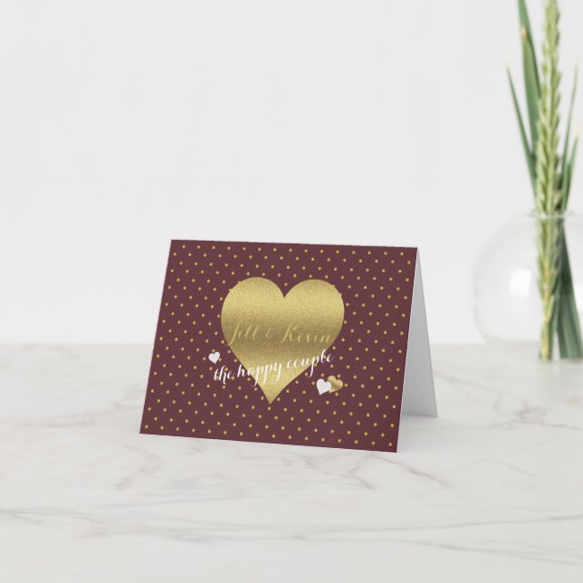 Cartão Bride & Co Burgundy & Gold Wedding Party Note (Frente)