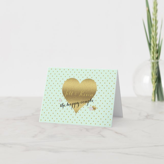 Cartão Bride & Co Mint & Gold Wedding Party Personal Note (Frente)