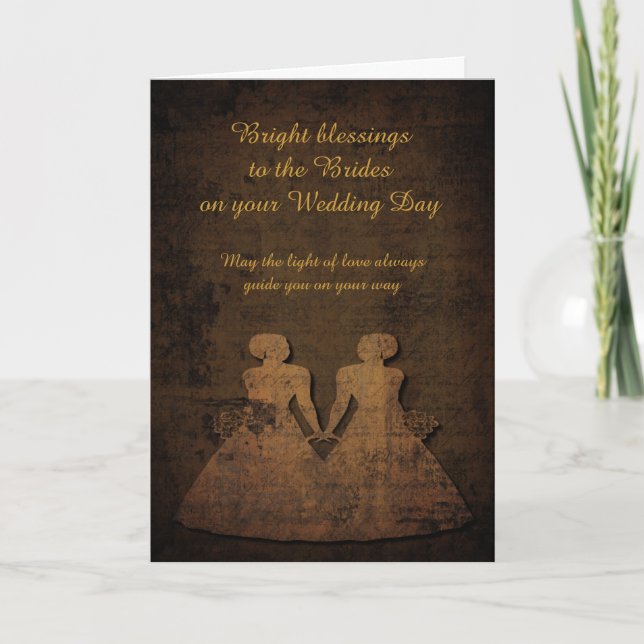 Cartão Brides Lit by Love Lesbian Wedding Card (Frente)
