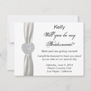 Cartão Bridesmaid de Casamento Branco do Coração D