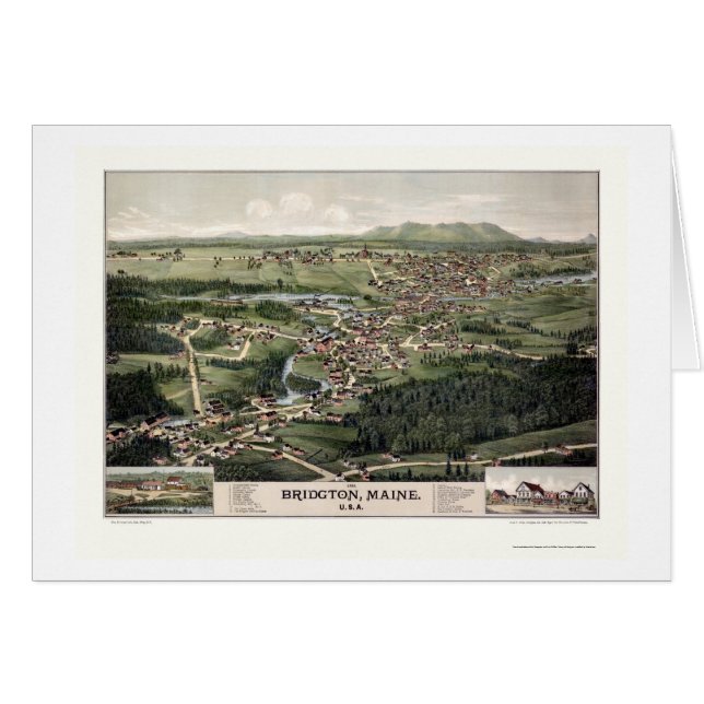 Cartão Bridgton, MIM mapa panorâmico - 1888 (Frente Horizontal)