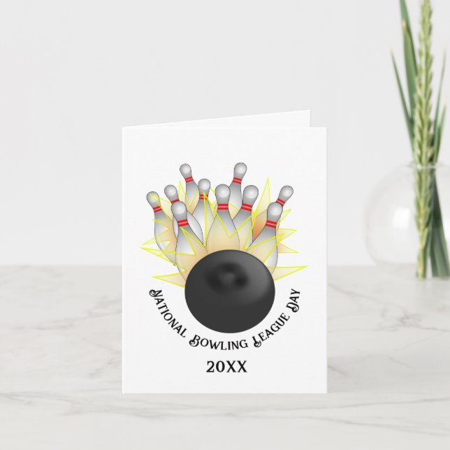 Cartão BRIGA! Bola de boliche E Pinos (Frente)