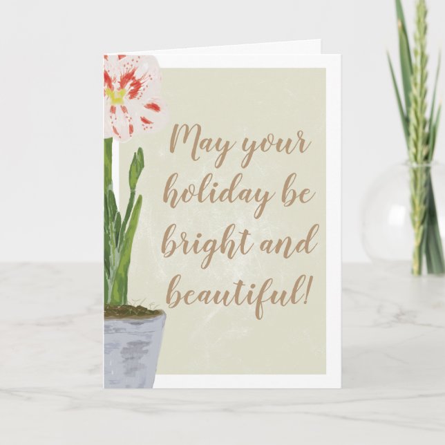 Cartão Bright and Beautiful Watercolor Amaryllis Flower (Frente)