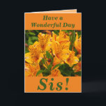 Cartão Bright and Bold Floral Birthday Card for Sis<br><div class="desc">Bright Alstroemeria flowers (Peruvian lilies) make a great image for this colourful birthday card for Sis.  Text can easily be personalised if wished.</div>