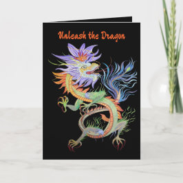 Cartão Bright and Vivid Chinese Fire Dragon Cut Out