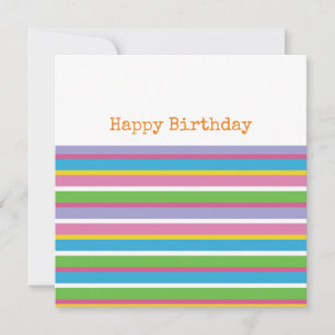 Cartão Bright Color Strips FELIZ BIRTHDAY Modern Preppy