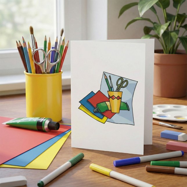 Cartão Bright Craft Supplies Colorful Art Tools (Criador carregado)