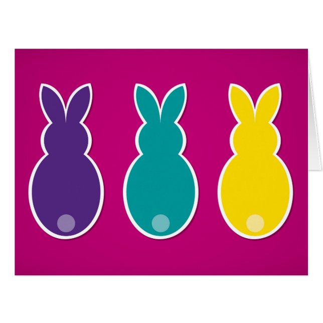 Cartão Bright Easter Bunny Silhouette (Frente horizontal)