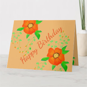 Cartão Bright Orange Floral Design