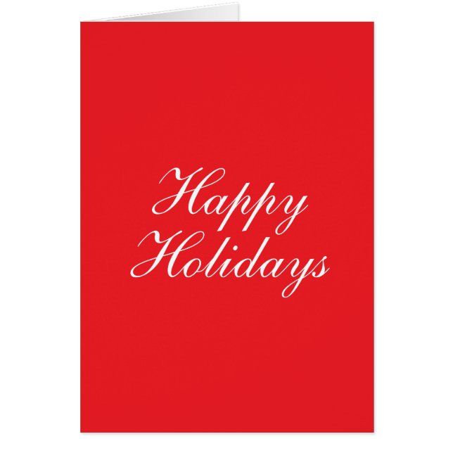 Cartão Bright Red Plain Elegant Happy Holidays Card (Frente)